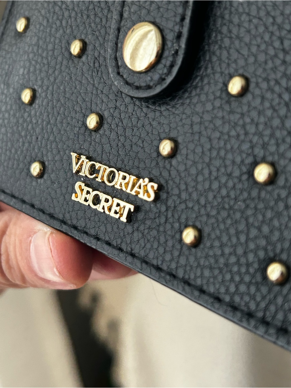 Victoria's Secret Black Card Holder with Gold Studs - Picture 6 of 6